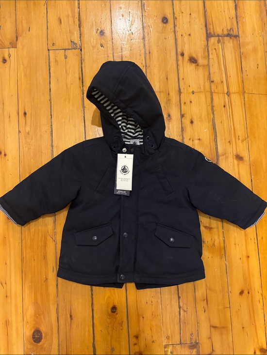 Petit Bateau Other - NWT Petit Bateau Navy Hooded Jacket with Cream and Navy Striped Lining